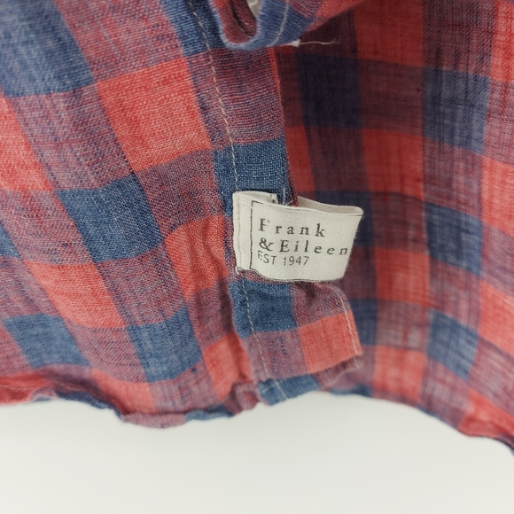 Frank & Eileen Linen Check Button Front Short Sleeve Shirt Size XS - Picture 5 of 5
